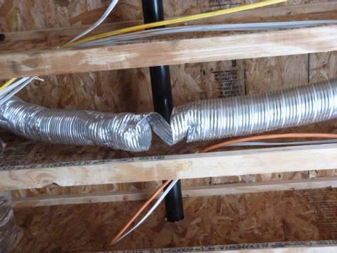 Bath & laundry fans ducts 1. Laundry duct in ceiling needs to be repaired. 2.