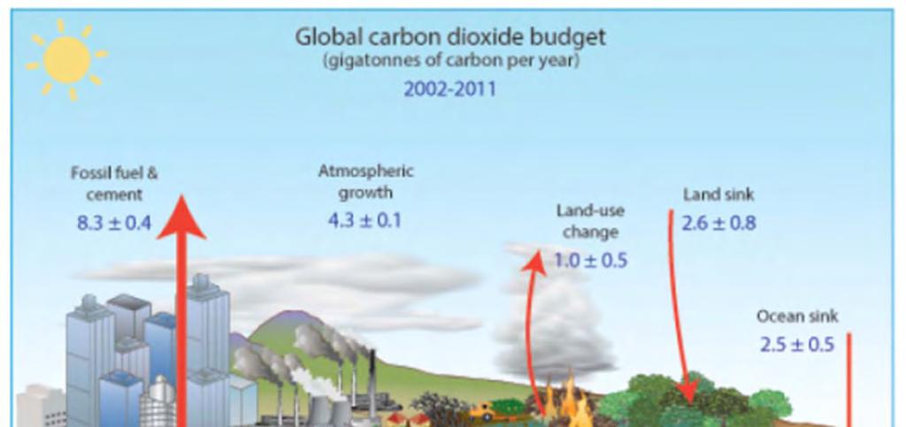 Carbon fluxes in 2002-2011 Fossil fuel & cement: 8.3±0.