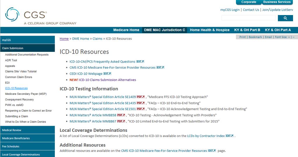 CGS ICD-10 Resources Online Education Portal: ICD-10 Implementation Ask the