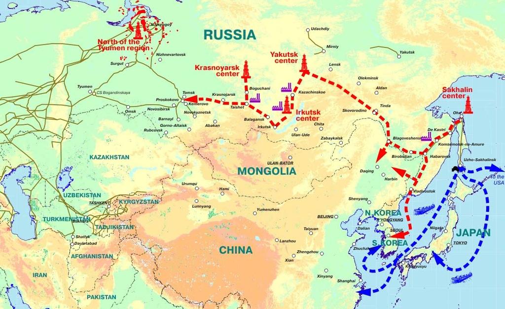 Gas Industry Development in Eastern Siberia and the Far East PRINCIPLE SCHEME OF THE UNITED SYSTEM OF GAS PRODUCTION AND TRANSPORTATION Gas-production centres Pipeline gas
