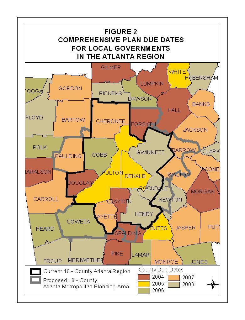 Figure 2 shows the due dates for local governments comprehensive plans for years