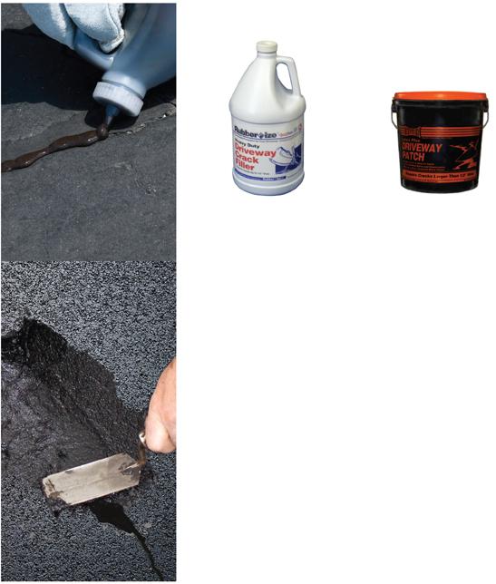 DRIVEWAY COATING & REPAIR PRODUCTS Rubberize Heavy Duty Crack Filler A polymer modified elastomeric asphalt emulsion crack sealant designed for sealing cracks up to 3/4 wide in asphalt pavement