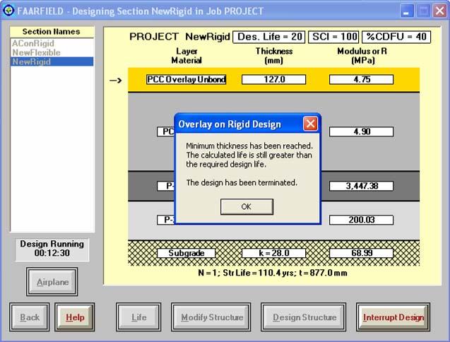 Run Overlay Design Example: PCC on Rigid Overlay Final Design Click Design Structure to run