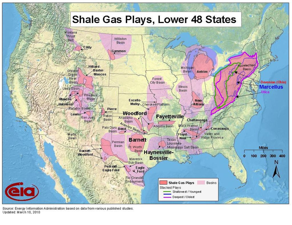 Success in the Barnett prompted companies to look at other shale formations in the U.S. Source: Energy Information Administration based on data from various published studies.