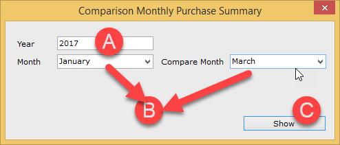 STEP: 20 Comparison Monthly Purchase Summary (P08) Go to purchase menu and Select option Comparison Monthly Purchase Summary. WRT Figure 24 Figure 8 A.