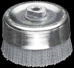 Cup Brushes Cup Brushes with Crimped Wire Cup Brushes, Straight Filament D d H RPM Pack. STA 0.0 0.008 STA 0.5 0.0 STA 0.50 0.00 ROH 0.0/0.5 0.0 MES 0.0 0.0 mm inch mm inch max.