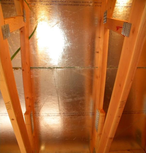 The attic was filled with 13 of polyurethane, open cell spray foam insulation (R-42)