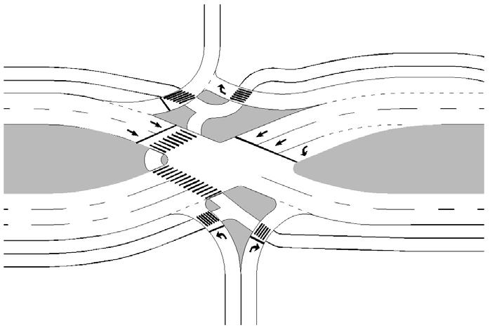 CHAPTER 7 GEOMETRIC DESIGN Free turn with acceleration lane: This form of traffic control is preferred if entry ramp volumes are significantly high for left or right turns.