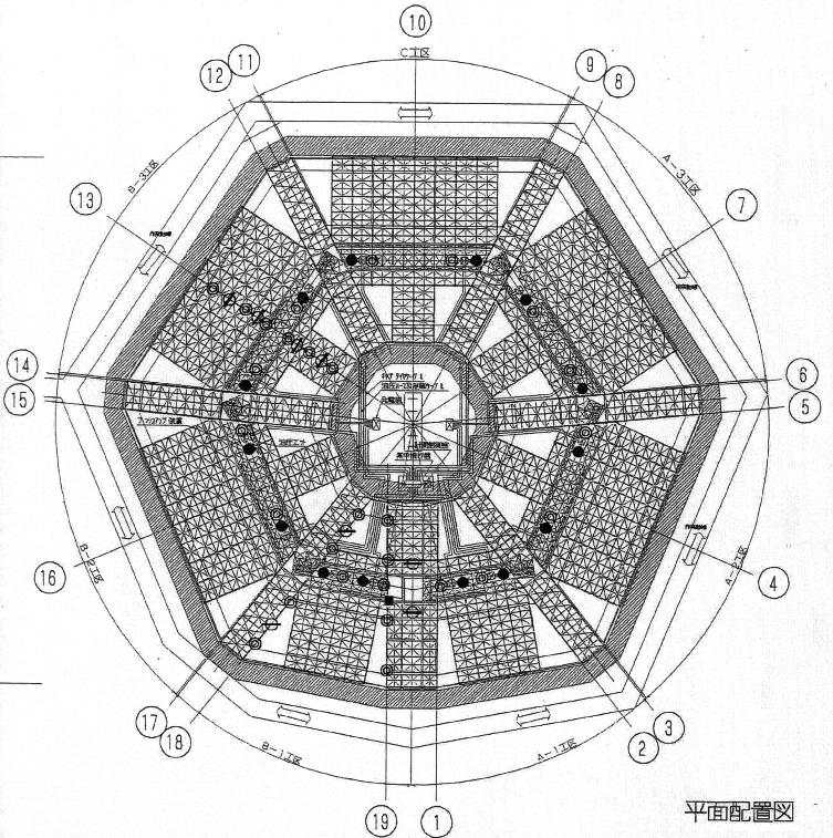 The diameter of the overall plan is some 250m (Figs. 10 and 11). The area covered by the roof is approximately 40,000 m 2.