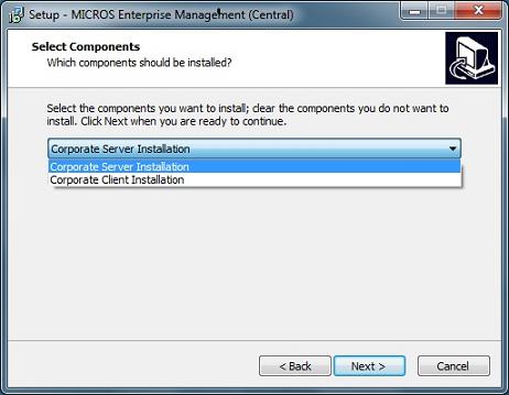 Chapter 5 Installing the Enterprise Management Corporate Client b. On the Select Components screen, select Corporate Client Installation. c.