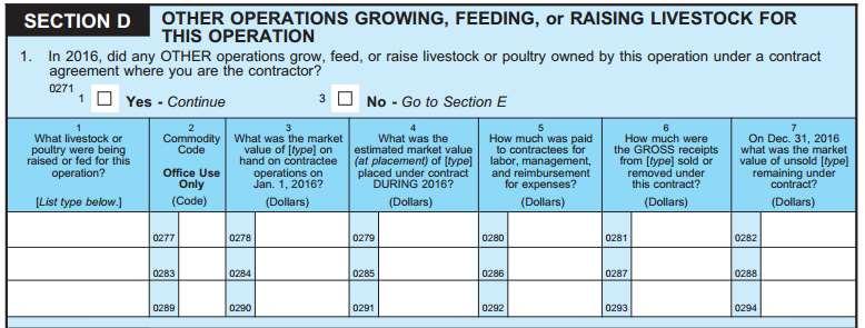 Section D item 1 For column 2 use the livestock code from the
