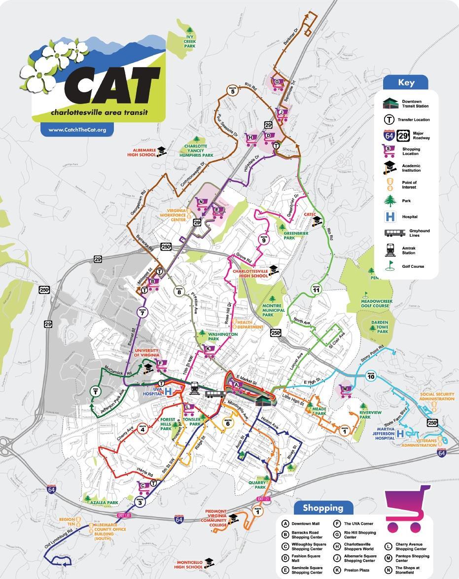 Figure 5: 2015 Charlottesville Area Transit Bus Routes and