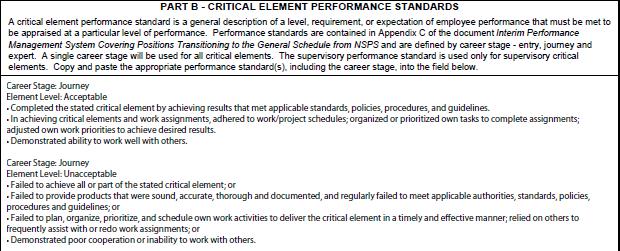 5. Fill out Part C Critical Elements with up to 5 objectives for your employees.