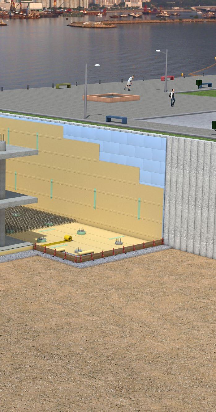 The SikaProof system consists of two alternative methods of installation: SikaProof A the pre-applied system, which means that the membrane is installed in the formwork before the reinforcement and