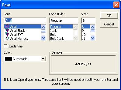 bộ các cửa sổ: Menu Format Text Style Font: chọn