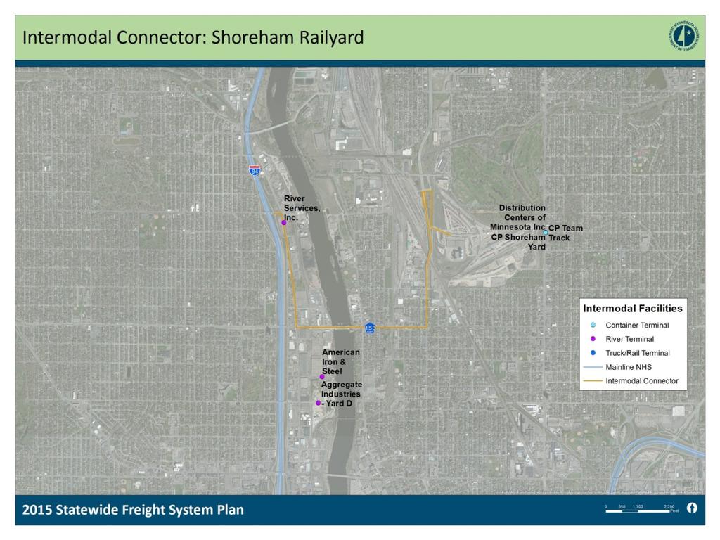 Figure 3.2 CP Shoreham Rail Yard Intermodal Connector Nine other locations in Minnesota are designated as passenger intermodal facilities.