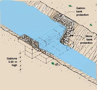 (a) When the water flow is minimum, divert the stream around the construction site.