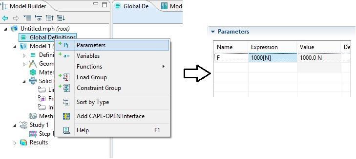 Chapter4. COMSOL Program Any additional user-defined coordinate system 4.6.7.7 Defining load You will now define a global parameter specifying the load applied to the wrench.