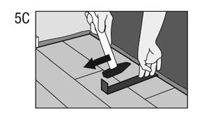 If you cannot lift the panel, use an adapted tapping block or pull bar and hammer to tap the panels together with the planks flat on the floor. (See diagrams 7A-7B.