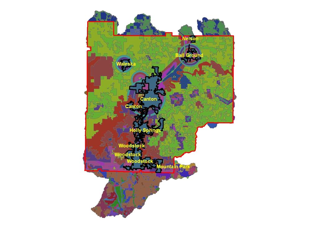 HYDROLOGIC ANALYSIS ISE calculated future land use condition flows by estimating the impervious surface coverage for the future land use conditions based on the future land use maps from Cherokee