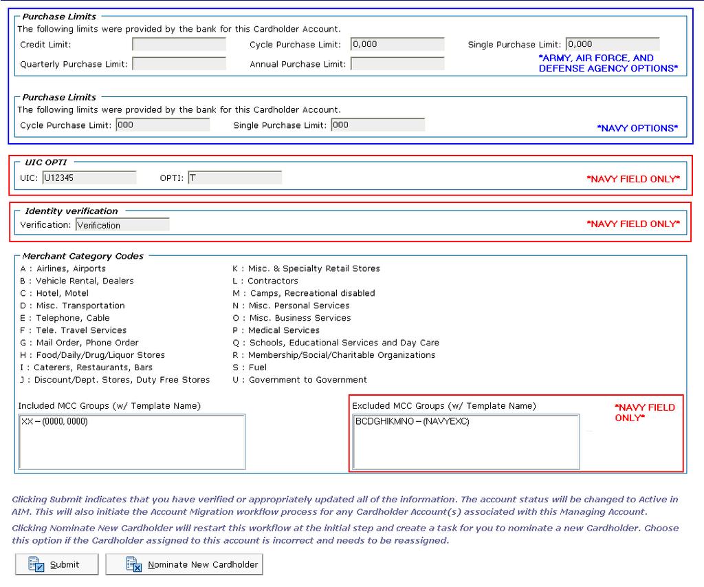 Figure 11 - Cardholder Account Migration Approval screen (part 3) Click