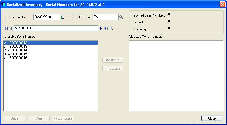 If you use both Sage Accpac Serialized Inventory and Sage Accpac Lot Tracking, the following dialog box appears: The program displays the session date as the default transaction date.