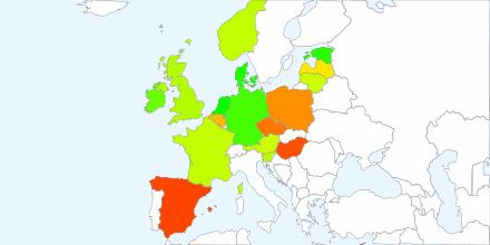 Western part of Central Europe have high or very high levels of recycling of biodegradable waste. Eastern European Countries and the southern countries have a low or the lowest level. Figure 11.