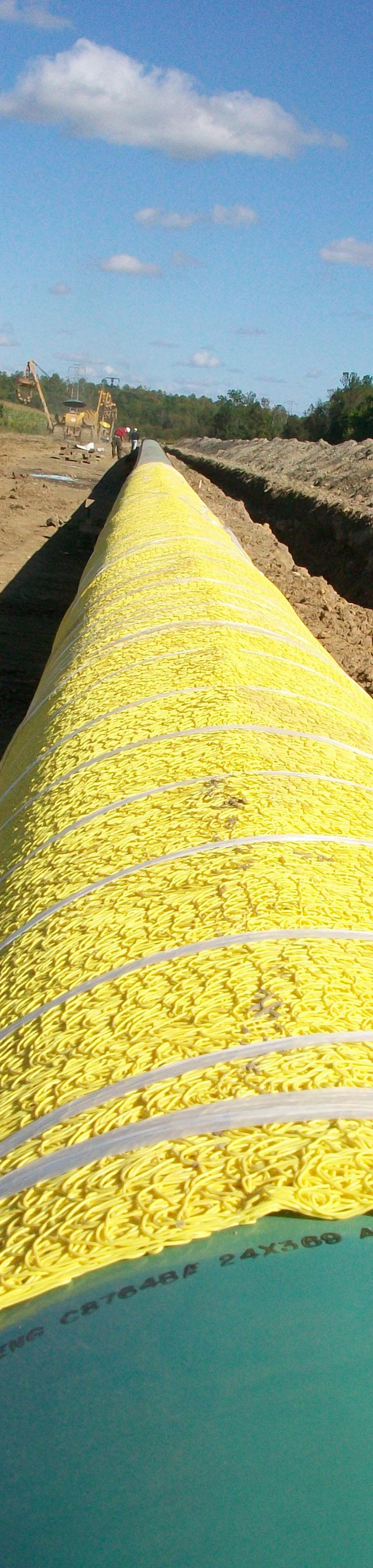 TUFF-N-NUFF ROCKSHIELD FOR PIPELINE COATING PROTECTION TUFF-N-NUFF is unmatched in impact resistance properties compared to other field installed rockshields.