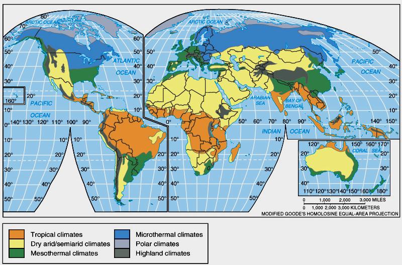 The global atmospheric circulation is the one of the key factors controlling the distribution of climatic regions.