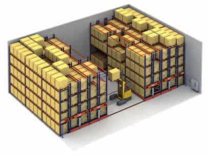 Warehouse with cantilever shelves - For sheets, reels, and large or irregular-sized products In this case, the same use as for palletized products is applied.