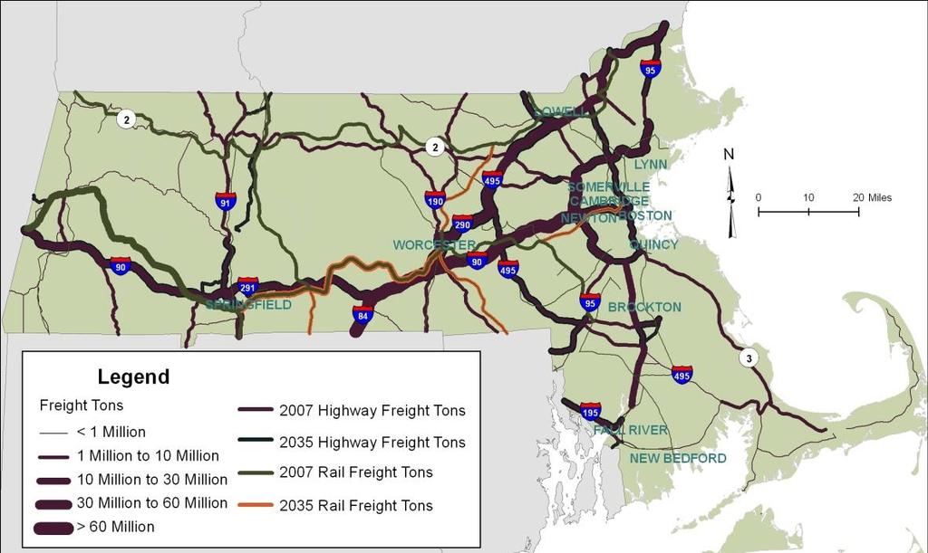 Massachusetts Freight Volumes Projected to Increase Freight volumes projected
