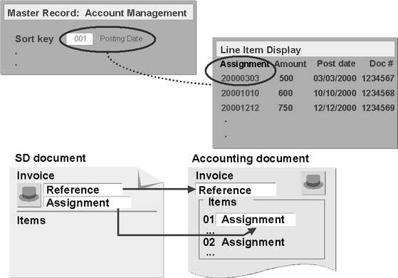 The Assignment Field as Sort Field 140 NOTES: The assignment field of a line item is filled automatically during document entry based on the default sort indicator set in the master record.