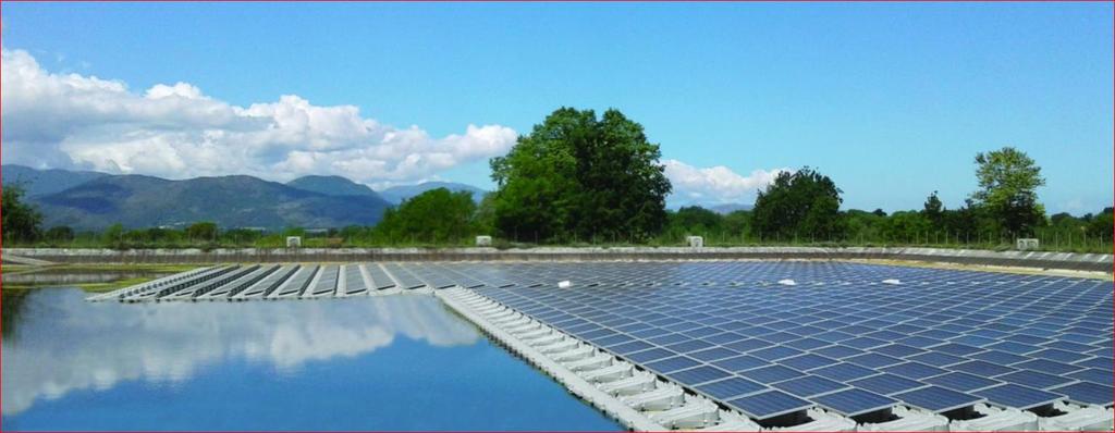 343 kwp floating solar plant on an irrigation pond, Savona, Italy