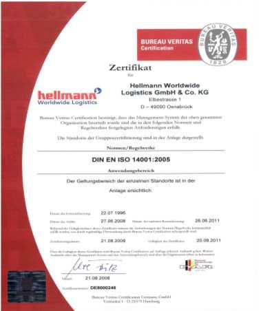 Certification DIN ISO 14001 Supply