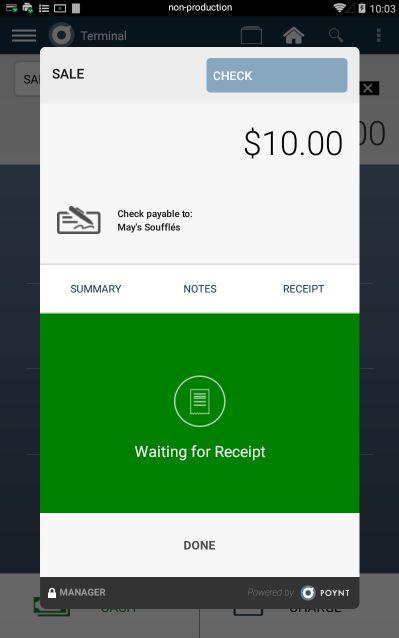 Then, tap the drop-down menu in the top right corner to access more payment options 3. A sub-menu window will open. Select the option labeled CHECK. 4.