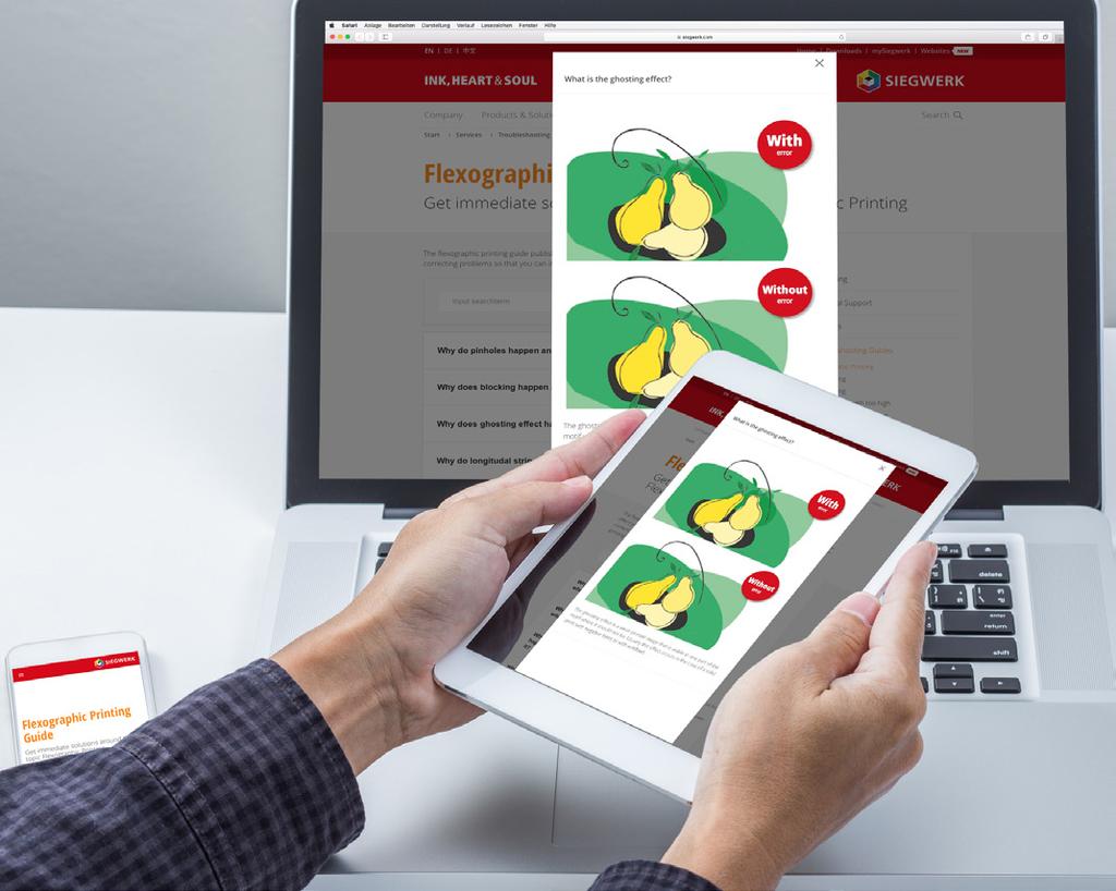 FLEXOPRINT GUIDE: NOW AVAILABLE ONLINE AND AS AN APP Our Flexoprint guide, which helps you identify and remedy the most common flexoprinting errors, can now be conveniently used online too.