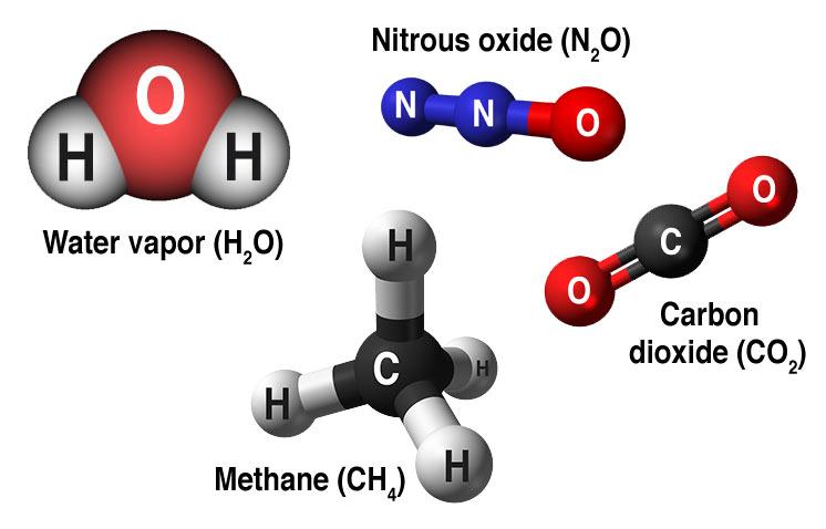 + Greenhouse Effect Gasses n Main Gasses: n Water (H 2 O) n Carbon Dioxide (CO 2 ) n Methane (CH 4 ) n Others