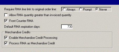 System Settings System Settings Order Processing RMA Require RMA line link to original order line