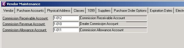 Vendor Maintenance Commission Receivable, Commission
