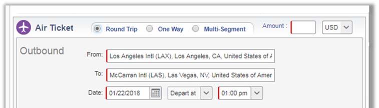 estimate for Air Tickets.