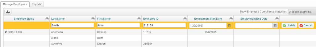 Employee Dashboard Located off the main toolbar the Employee Dashboard is a way to add and access employee data. The dashboard can be used to Add and View employee information.