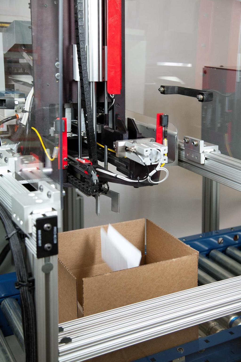 Auto-print and insert packing sheets: High volume DC s can incorporate print fold insert automation Handle a wide mix of carton sizes from 7 L x 5 W from 3 up to