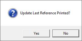 Click Yes to update the last reference printed, or No to keep the current starting reference. 9. Attach the sticky labels to the required documents to be scanned.