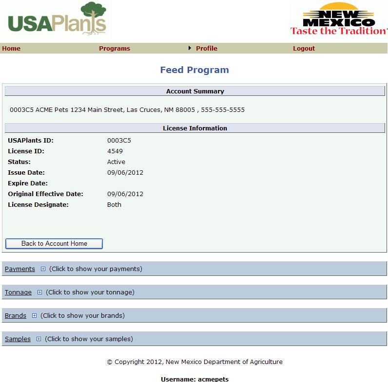 Because USAPlants also License through the Pesticide program the word License appears on Feed and Program pages.