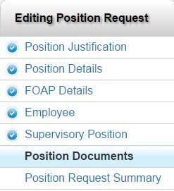 6. The following is a list of the sections within the Modify Position Description Action that will need to be completed.