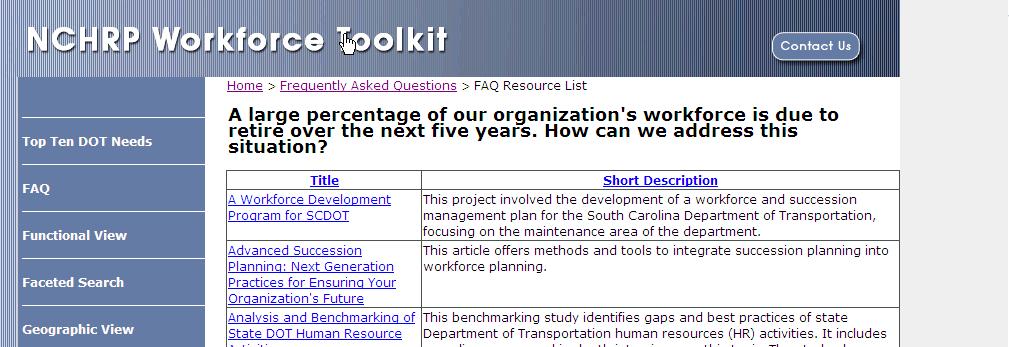 4.0 Working With Scenarios This section provides hands-on experience in using the Workforce Toolkit by guiding you through a couple of sample projects.