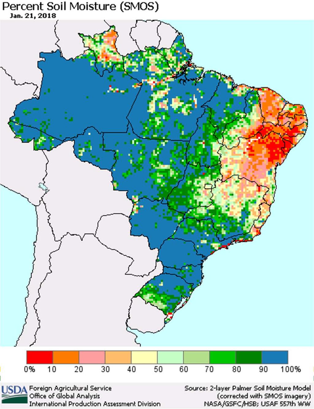 Brazilian Percent Soil Moisture Jan.