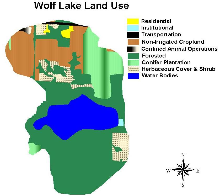 Wolf Lake ~ Land Use in the Surface Watershed. Surface Watershed: The land area where water runs off the surface of the land and drains toward the lake.