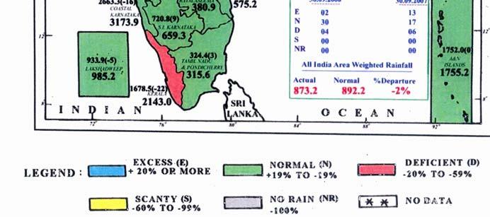 2 (Punjab and Orissa) recorded excess rainfall 4
