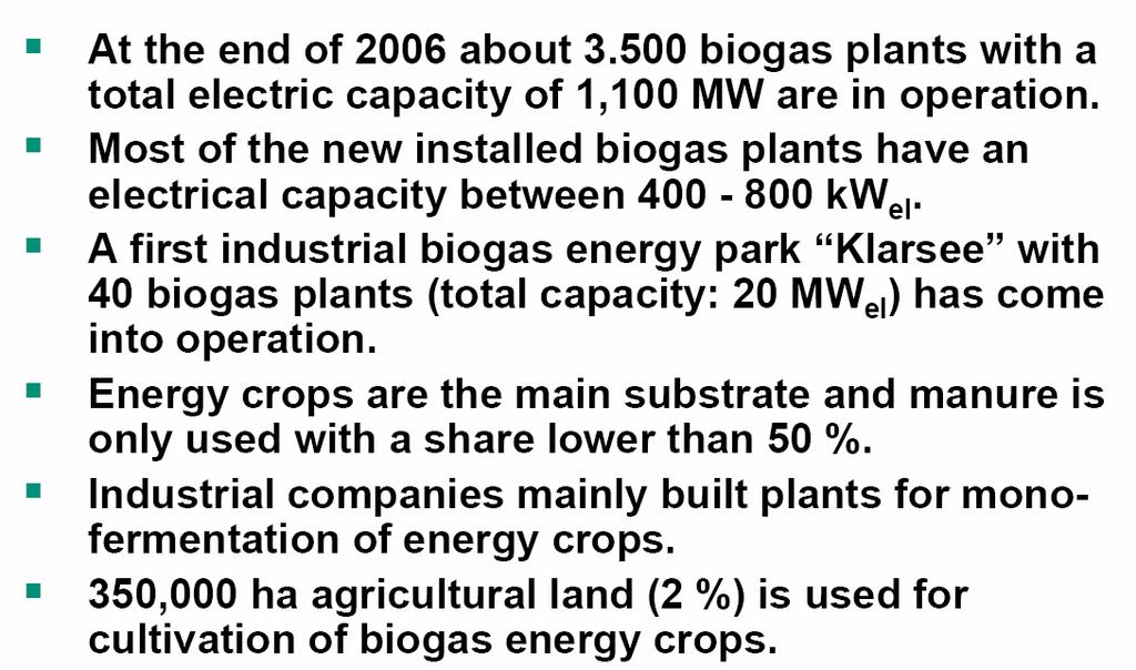 Biogas plants and